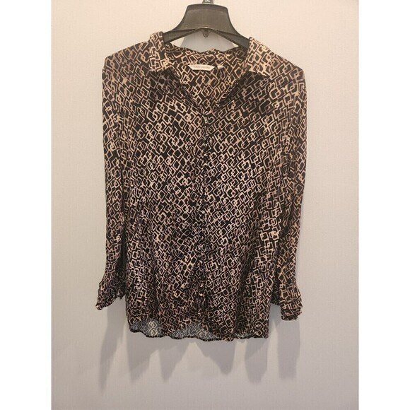 Soft Surroundings Tops - Soft Surroundings Paloma Geometric Button Front Poet Shirt Xl Viscose Long Slv